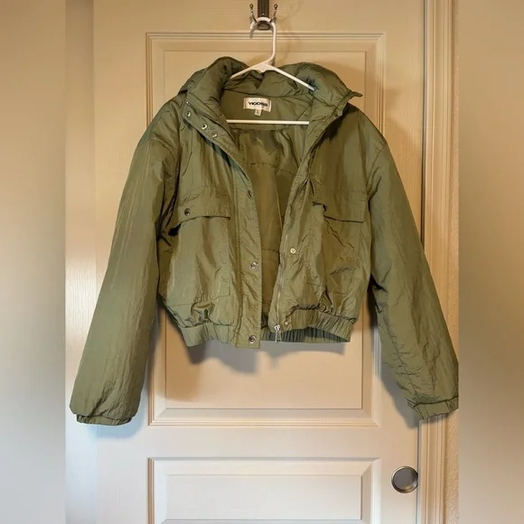 VIGOSS Olive Green Midsection Hooded Jacket, Women’s Size Large - Picture 3 of 6